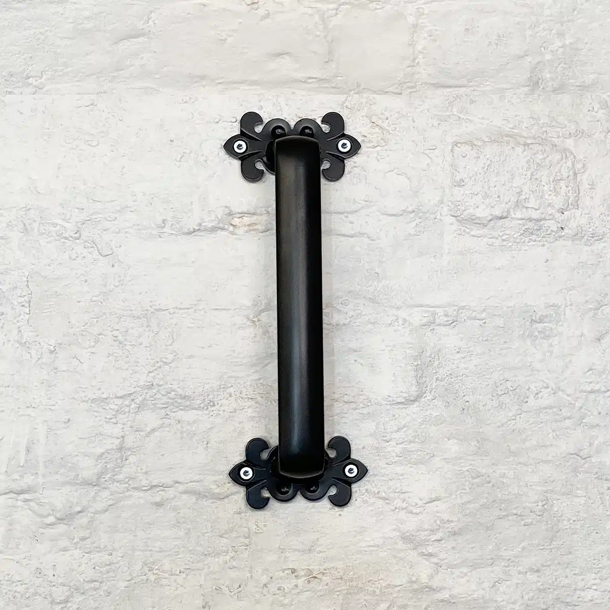 Wrought Iron Style Grab Rail with Floral Fixing Plate (300mm) - Image 2